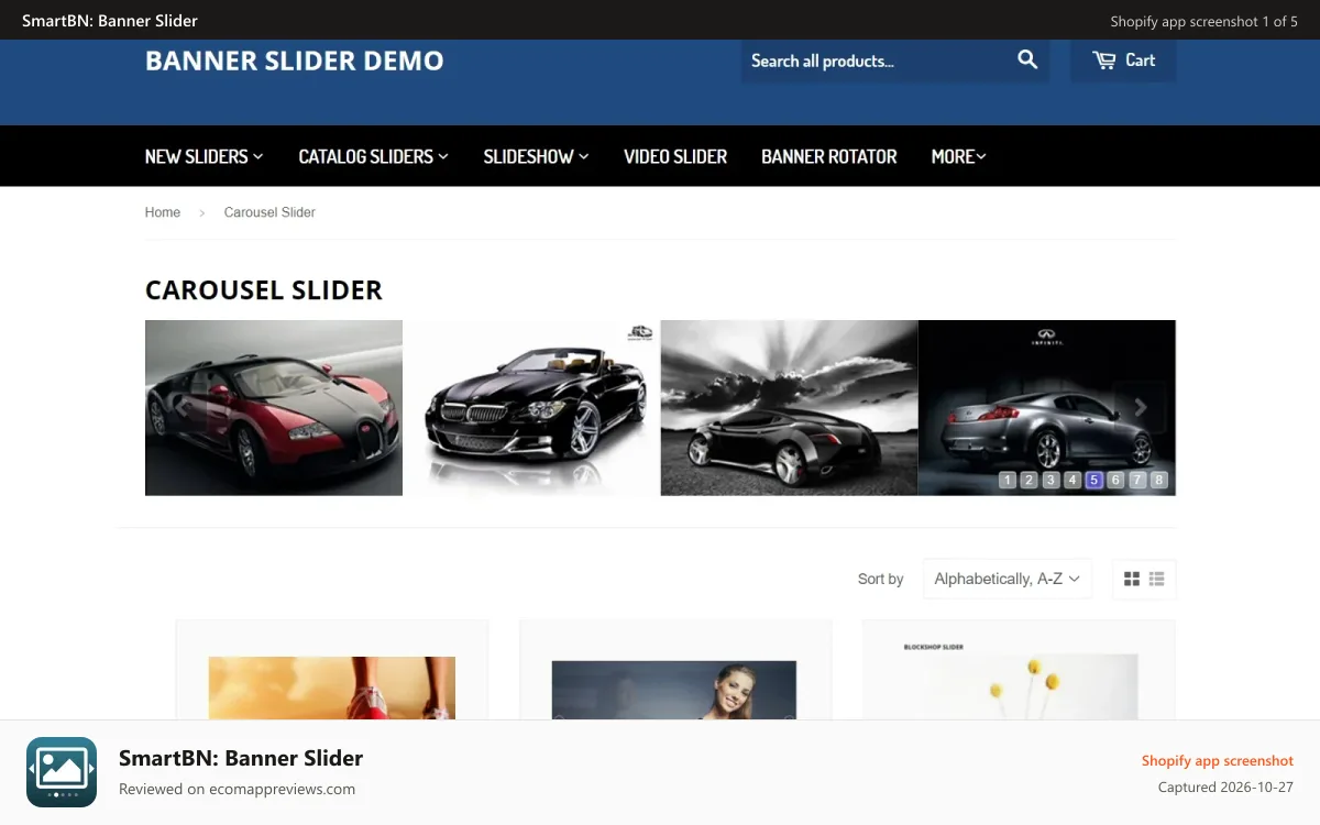 SmartBN: Banner Slider Shopify app screenshot: Demo banner slider