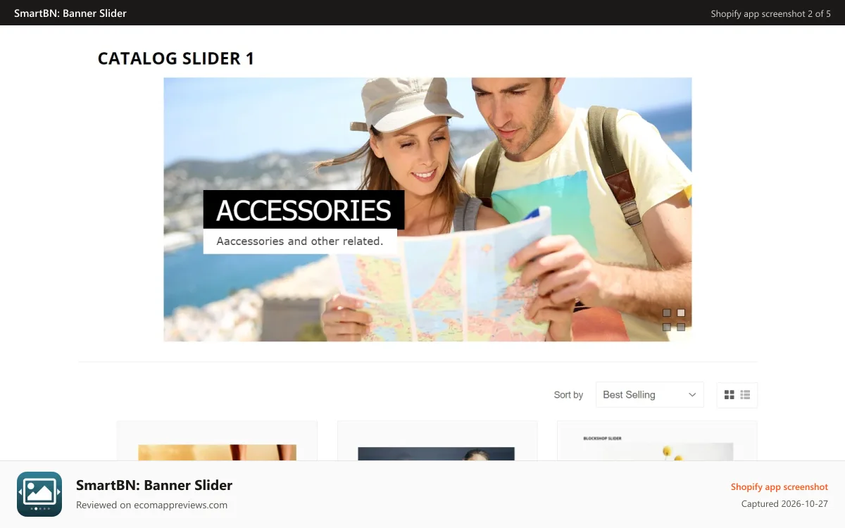 SmartBN: Banner Slider Shopify app screenshot: catalog slider