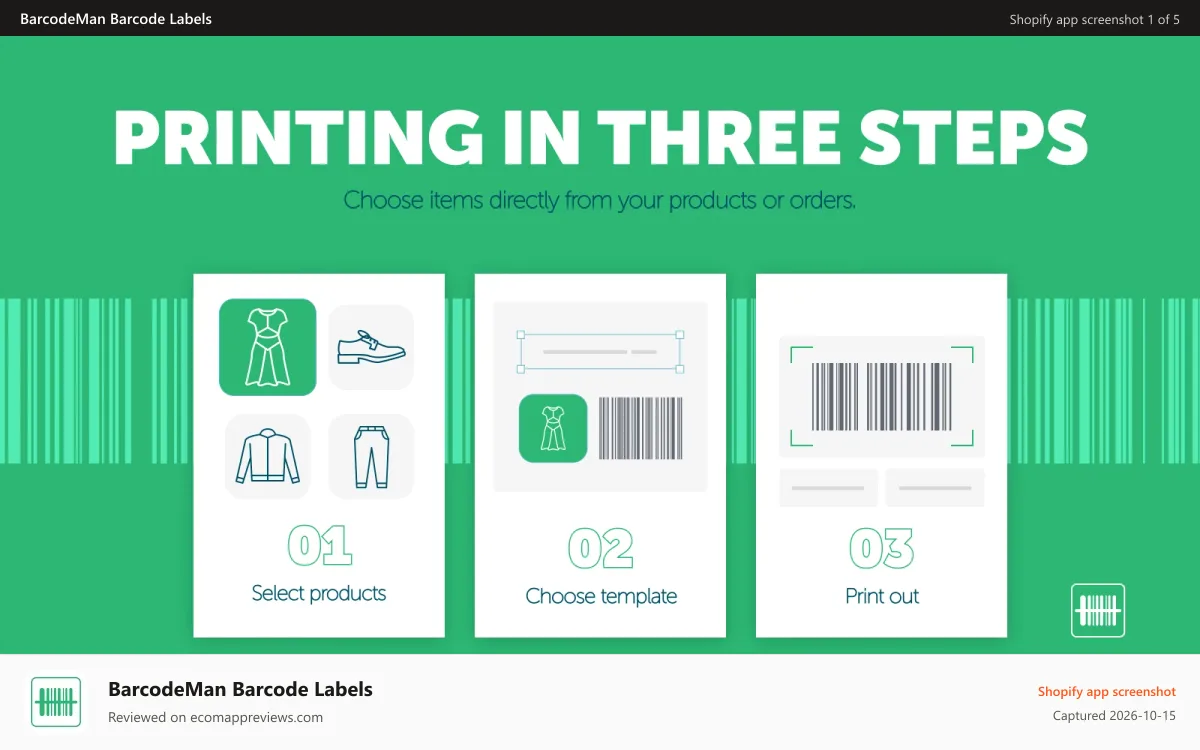 BarcodeMan Barcode Labels Shopify app screenshot: Retail Barcode Label