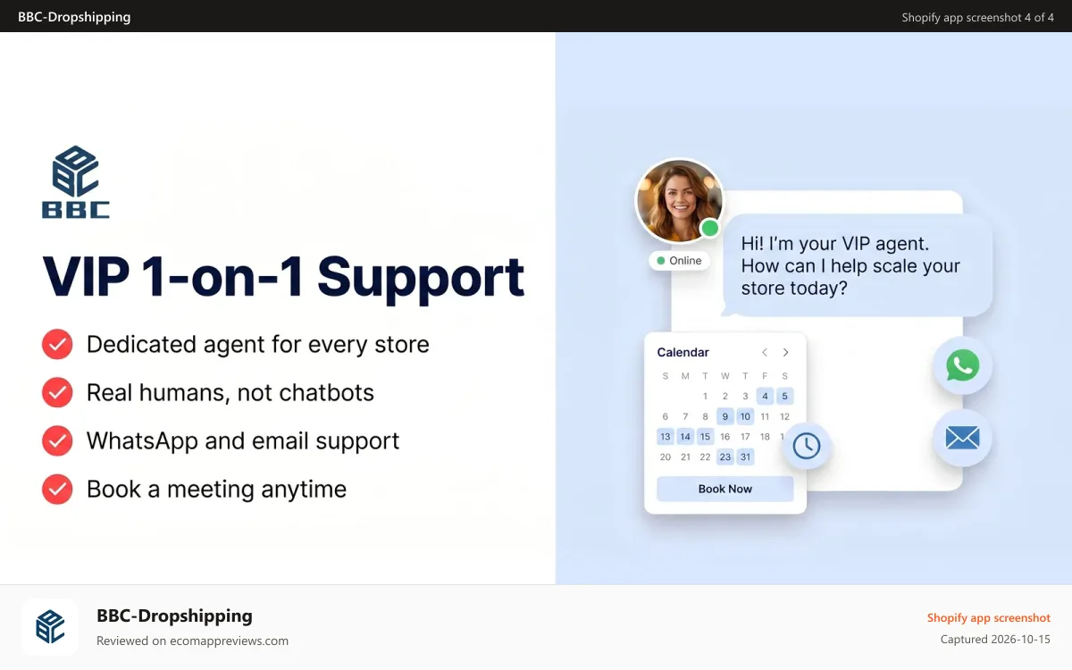 BBC‑Dropshipping Shopify app screenshot: VIP meeting page