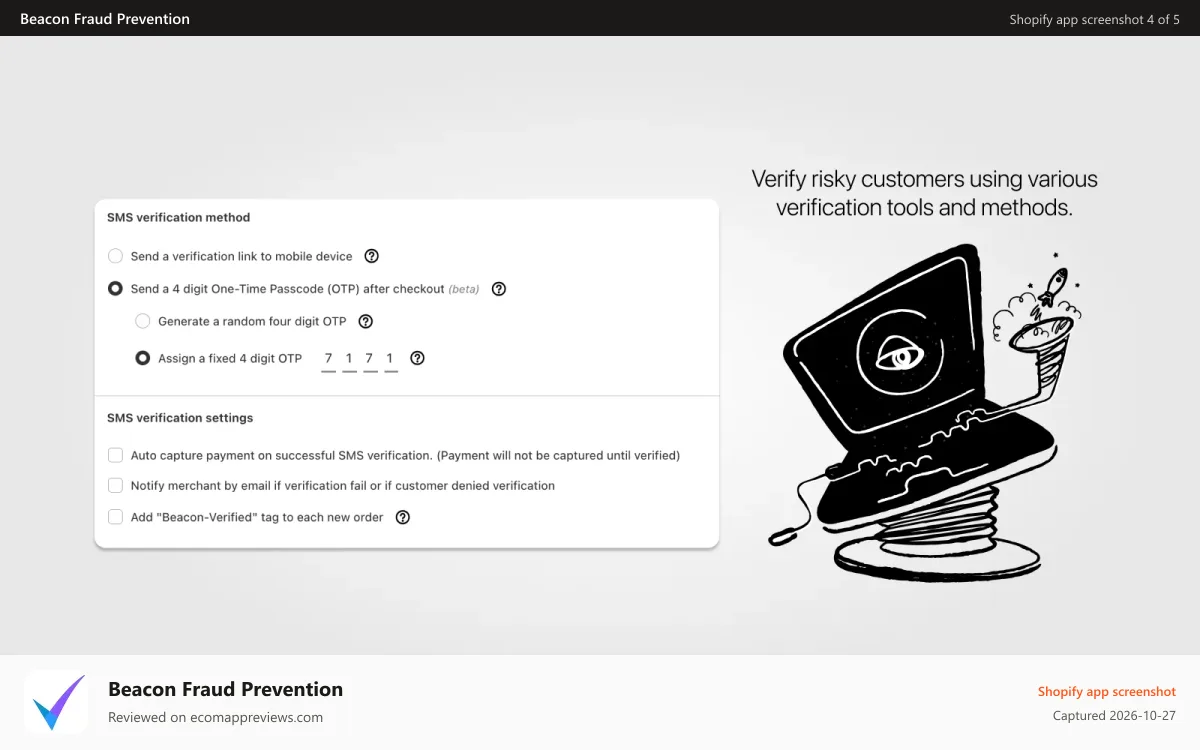 Beacon Fraud Prevention Shopify app screenshot: shopify fraud engine and fraud filter settings