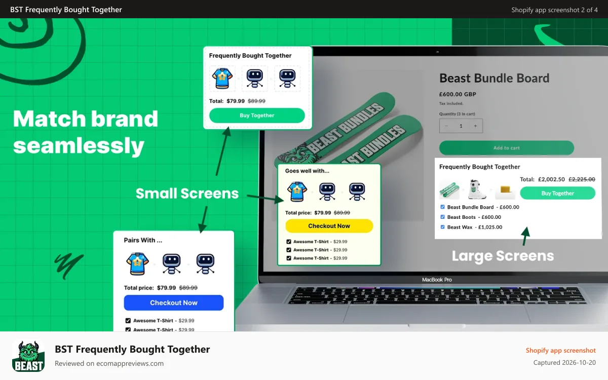 BST Frequently Bought Together Shopify app screenshot: Match Your Brand