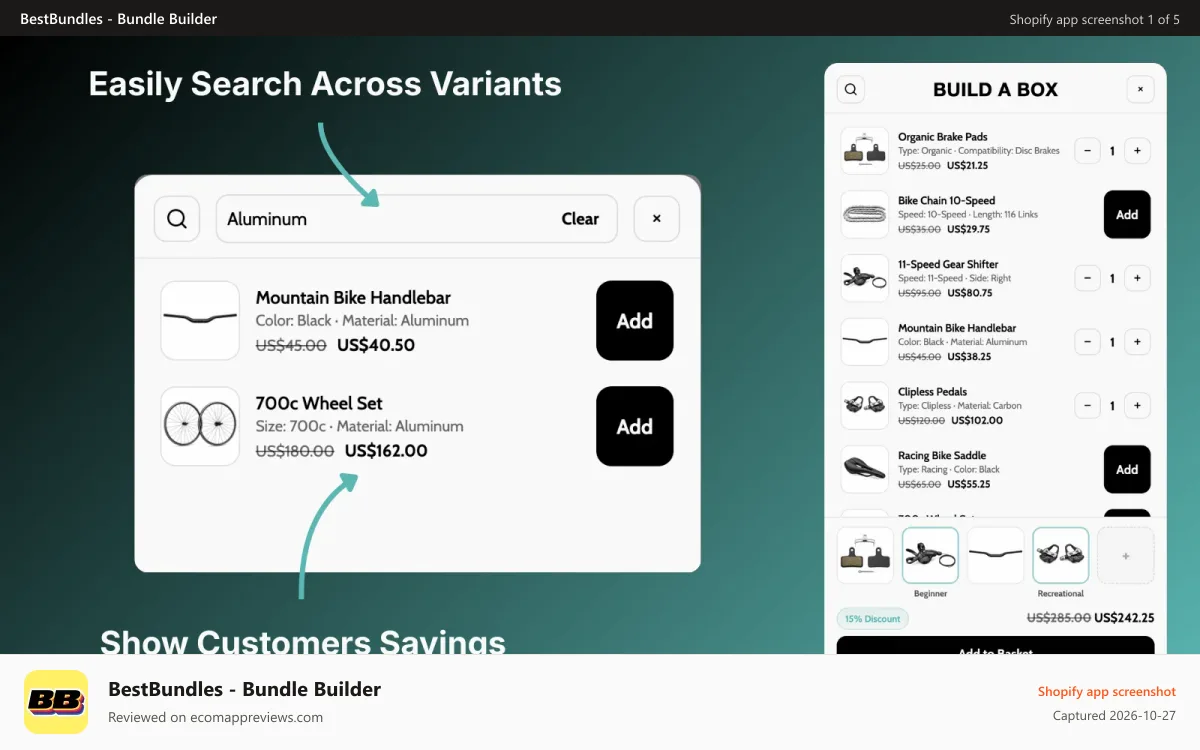 BestBundles ‑ Bundle Builder Shopify app screenshot: bikes