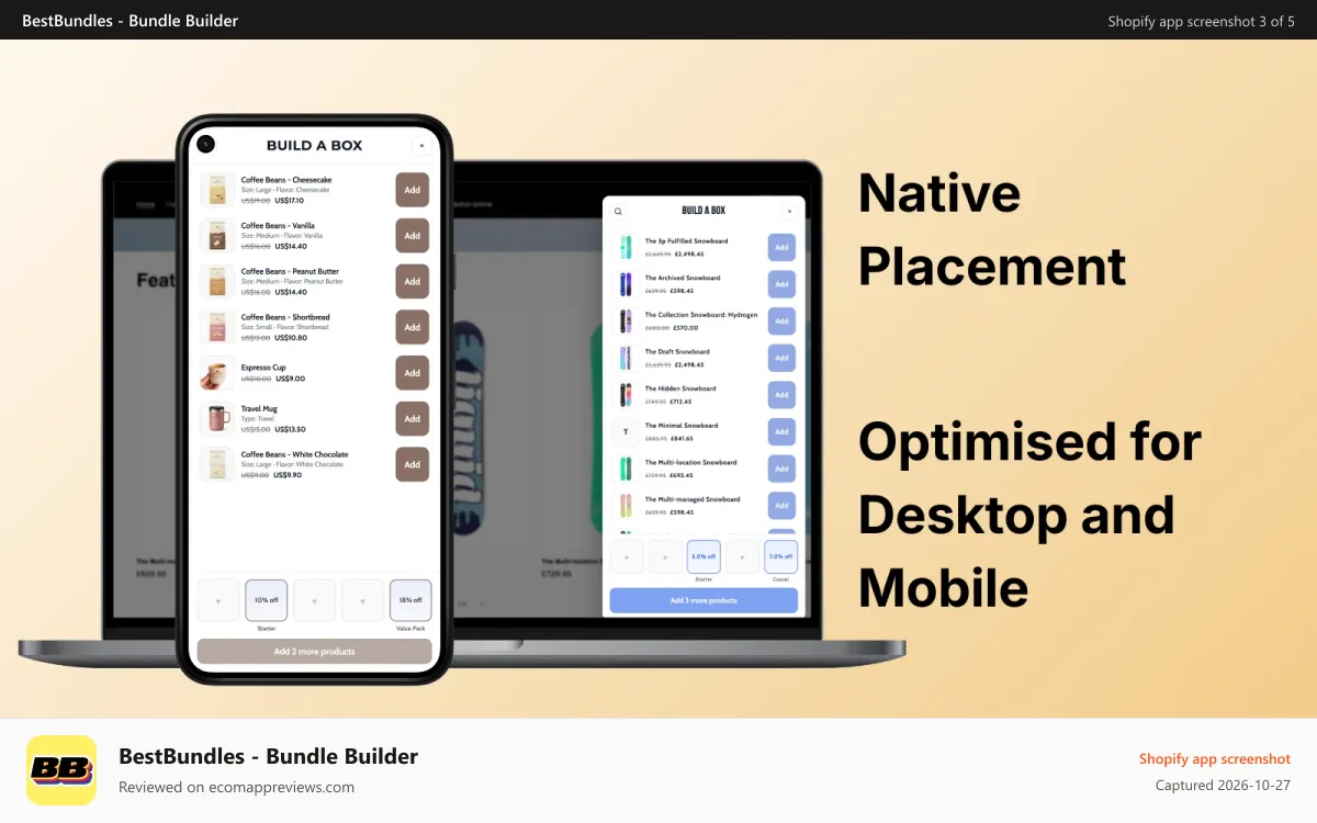 BestBundles ‑ Bundle Builder Shopify app screenshot: mobile