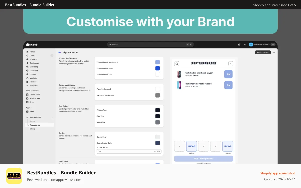 BestBundles ‑ Bundle Builder Shopify app screenshot: customise
