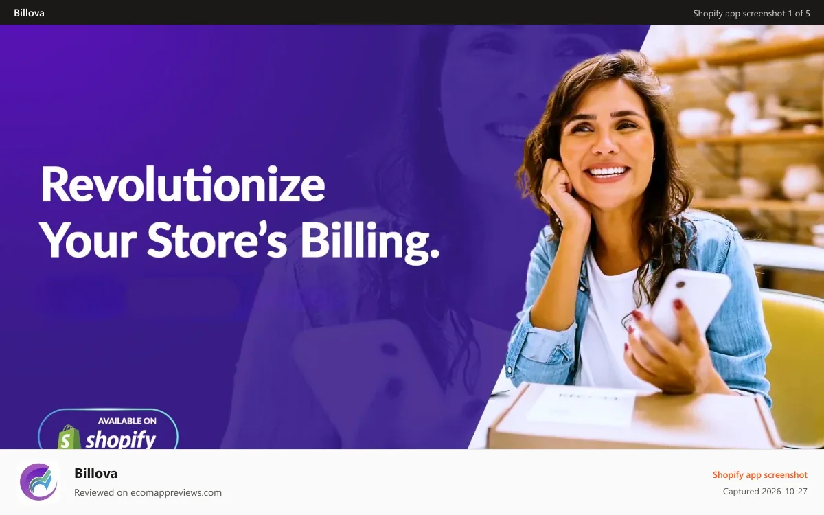 Billova Shopify app screenshot: Billova e-invoice all-in-one solution