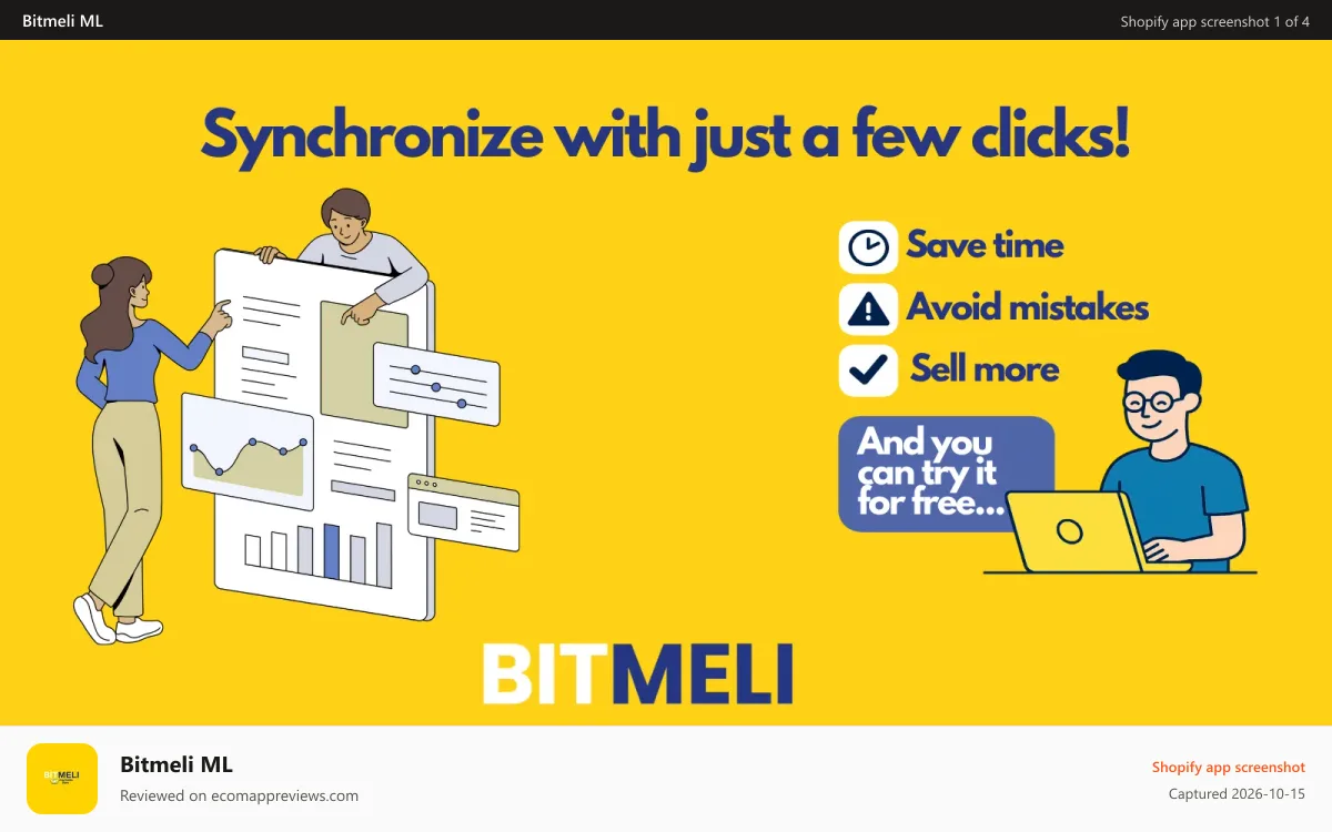 Bitmeli ML Shopify app screenshot: Import products from MercadoLIbre / MercadoLivre to Shopify