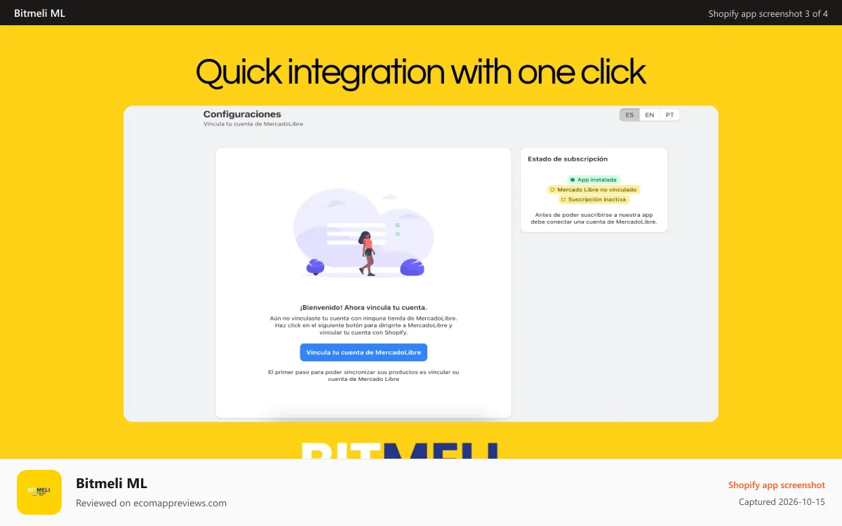 Bitmeli ML Shopify app screenshot: Import your products for free instantly.
