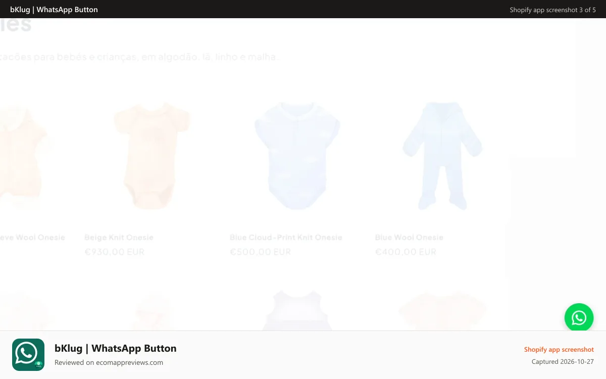 bKlug | WhatsApp Button Shopify app screenshot: WhatsApp Icon
