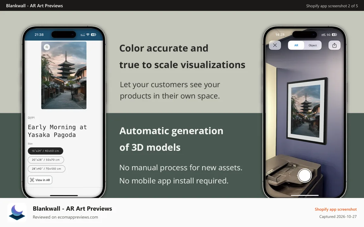 Blankwall ‑ AR Art Previews Shopify app screenshot: How it works