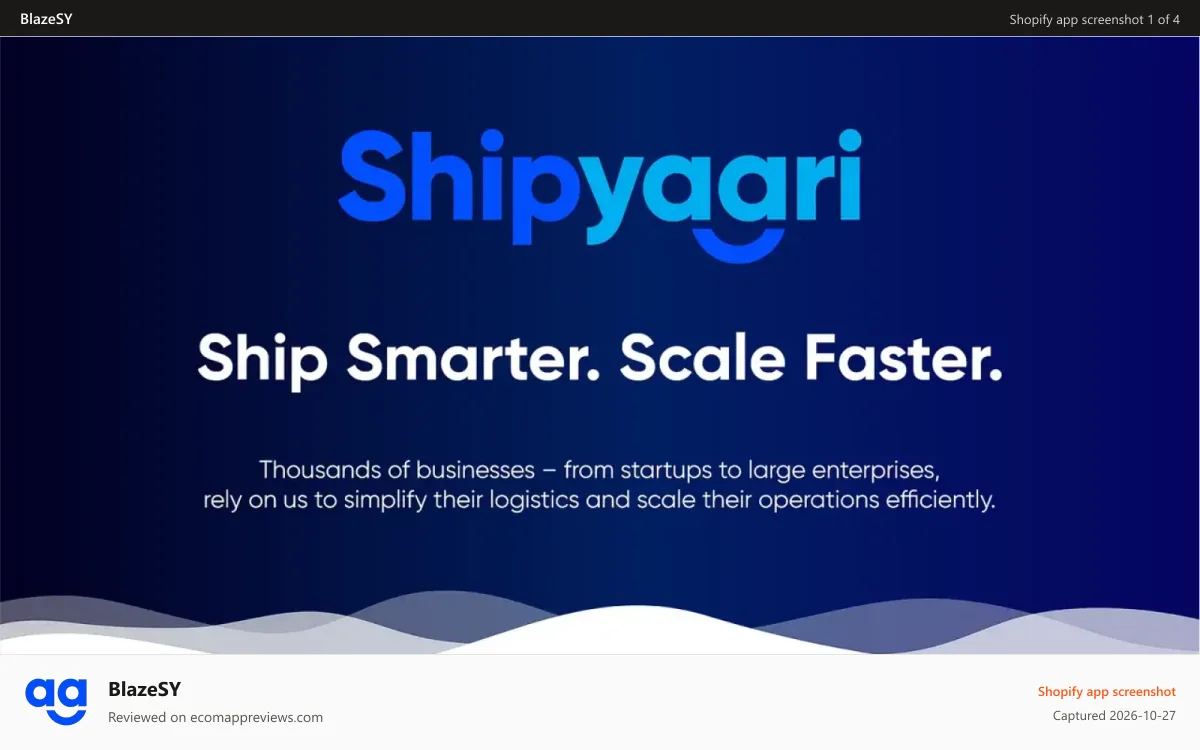 BlazeSY Shopify app screenshot: Shipyaari