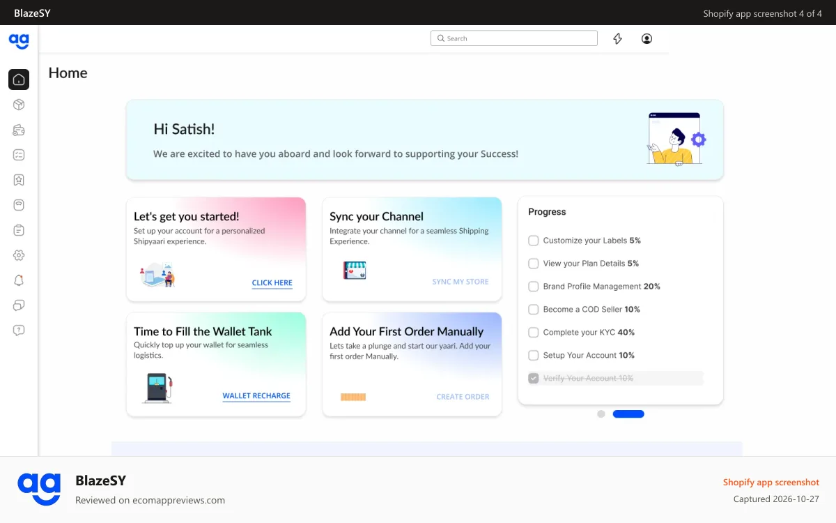 BlazeSY Shopify app screenshot: OverView