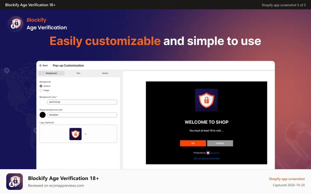 Blockify Age Verification 18+ Shopify app screenshot: 4-age-verification-easy-setup