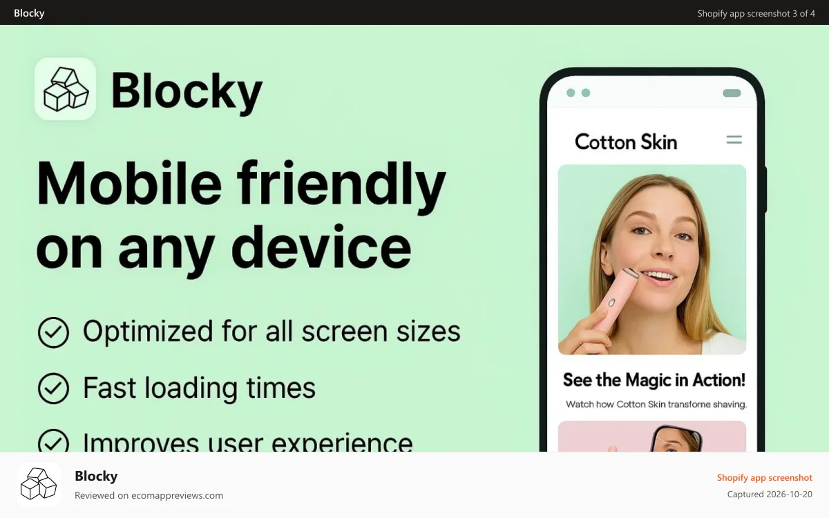 Blocky Shopify app screenshot: Mobile Friendly
