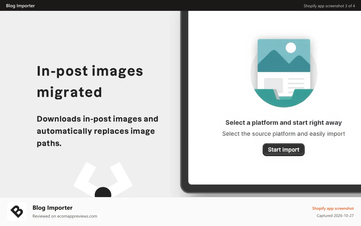 Blog Importer Shopify app screenshot: In-post images migrated