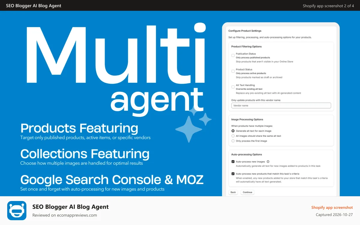 SEO Blogger AI Blog Agent Shopify app screenshot: SEO Blogger automate your blog - Multi Agent