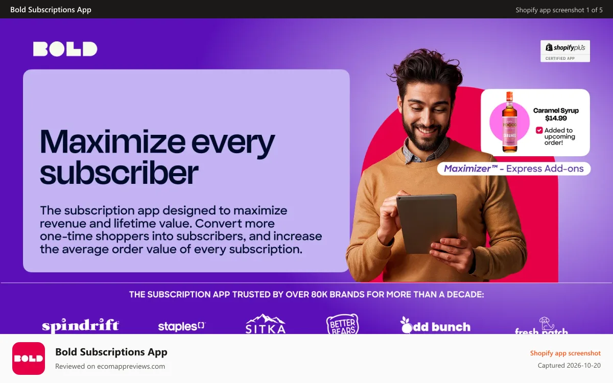Bold Subscriptions App Shopify app screenshot: Subscriptions Revenue Maximization in the Best Subscription App
