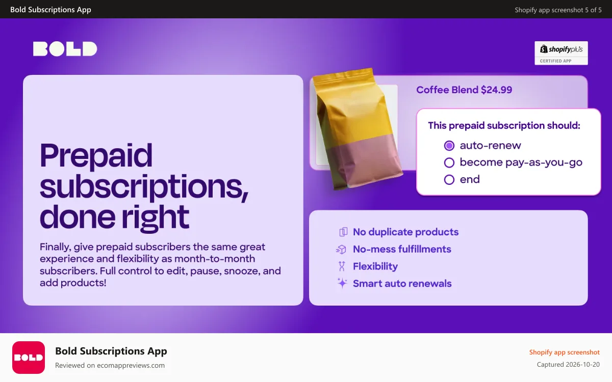 Bold Subscriptions App Shopify app screenshot: Best Prepaid Subscription App to Sell Subscriptions via Shopify