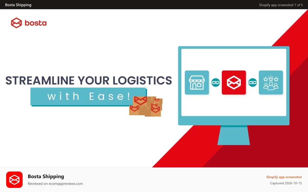 Bosta Shipping Shopify app screenshot: Streamline Your Logistics with Ease!