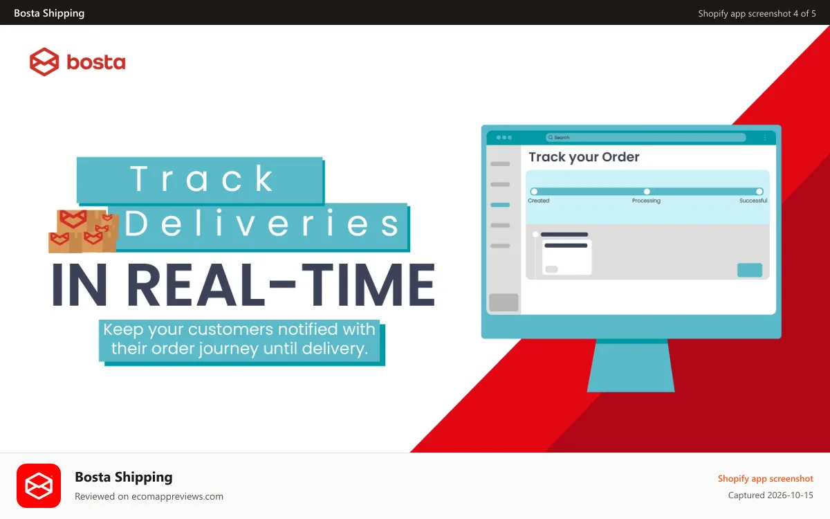 Bosta Shipping Shopify app screenshot: Track Deliveries in Real-time