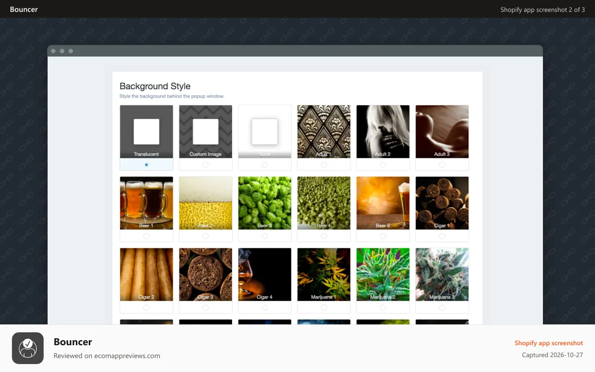Bouncer Shopify app screenshot: 100% customizable to match your brand