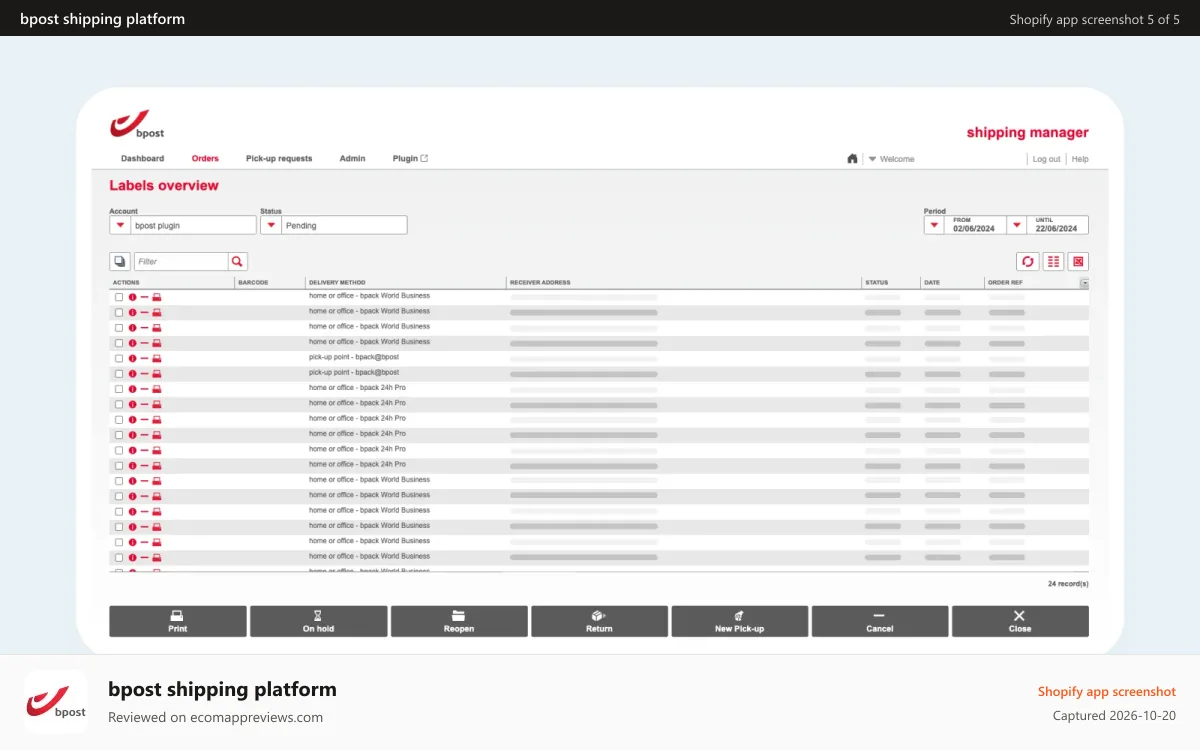 bpost shipping platform Shopify app screenshot: Sync your order with bpost shipping manager automatically