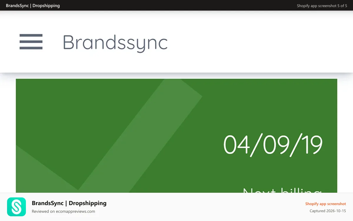 BrandsSync | Dropshipping Shopify app screenshot: Mobile dashboard