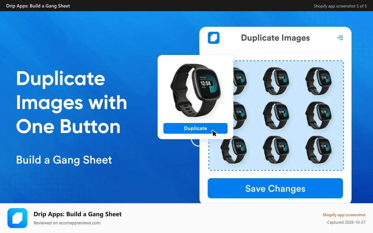 Drip Apps: Build a Gang Sheet Shopify app screenshot: Build a Gang Sheet duplicate tool