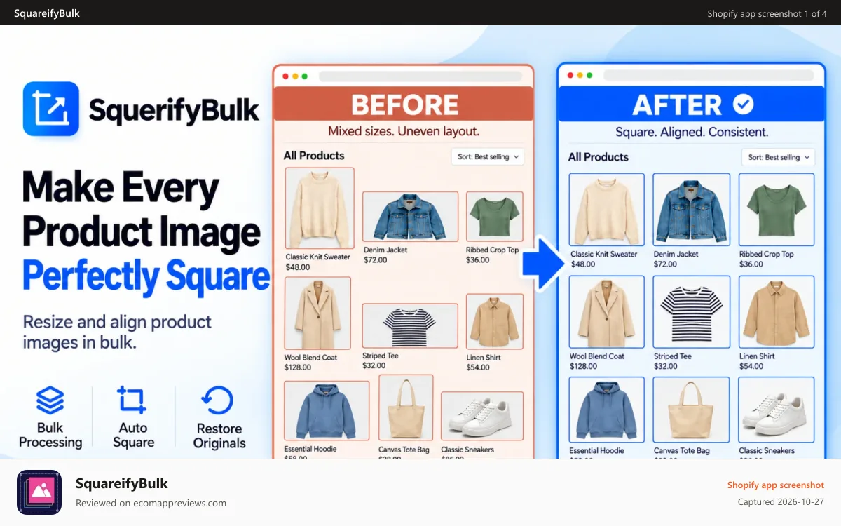 SquareifyBulk Shopify app screenshot: Bulk square Banner