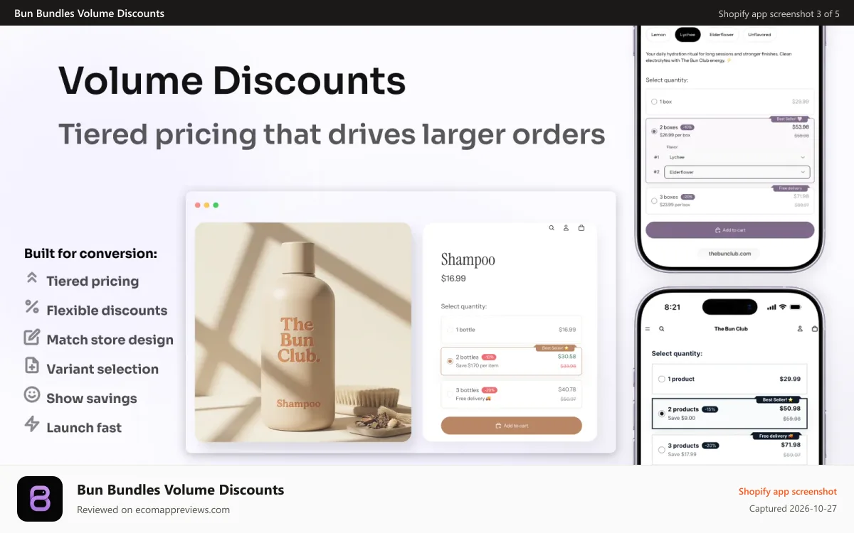Bun Bundles Volume Discounts Shopify app screenshot: Volume discount