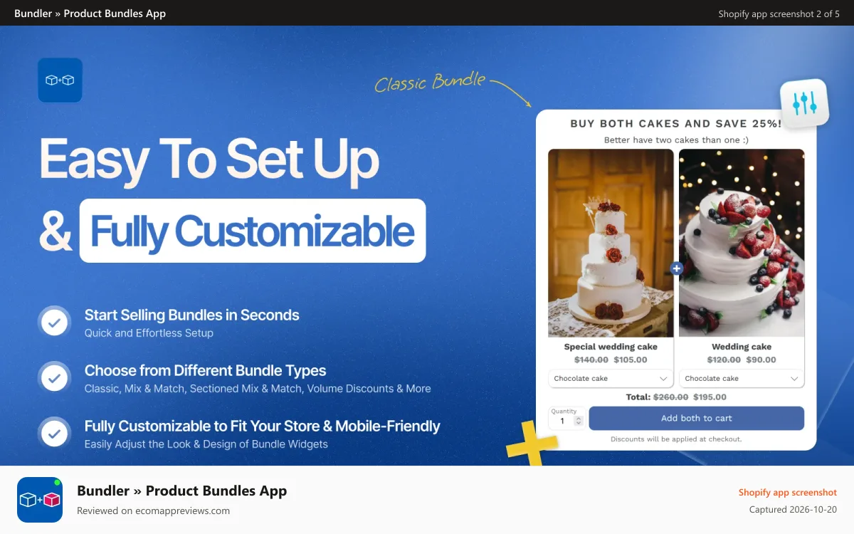 Bundler » Product Bundles App Shopify app screenshot: Bundler™ app allows you to upsell bundles and boost conversions