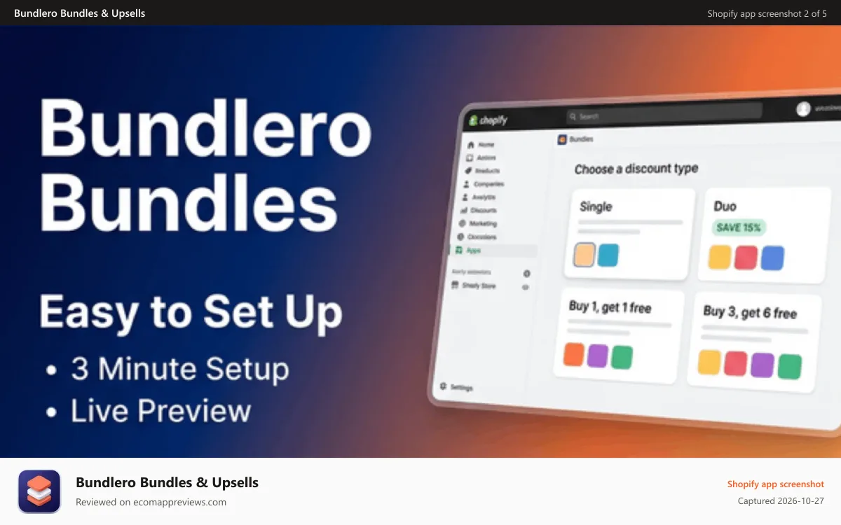 Bundlero Bundles & Upsells Shopify app screenshot: Bundlero Bundles & Upsells Bundlero Bundles & Upsells