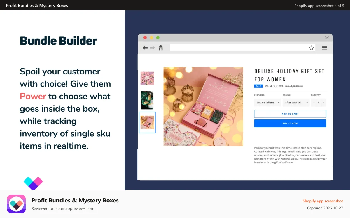 Profit Bundles & Mystery Boxes Shopify app screenshot: Bundle Builder