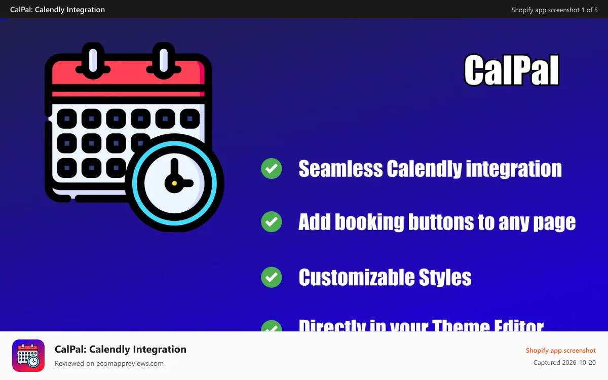 CalPal: Calendly Integration Shopify app screenshot: Calpal Features Image