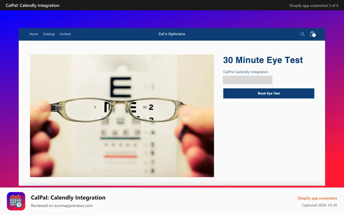 CalPal: Calendly Integration Shopify app screenshot: Individual page Calendly button