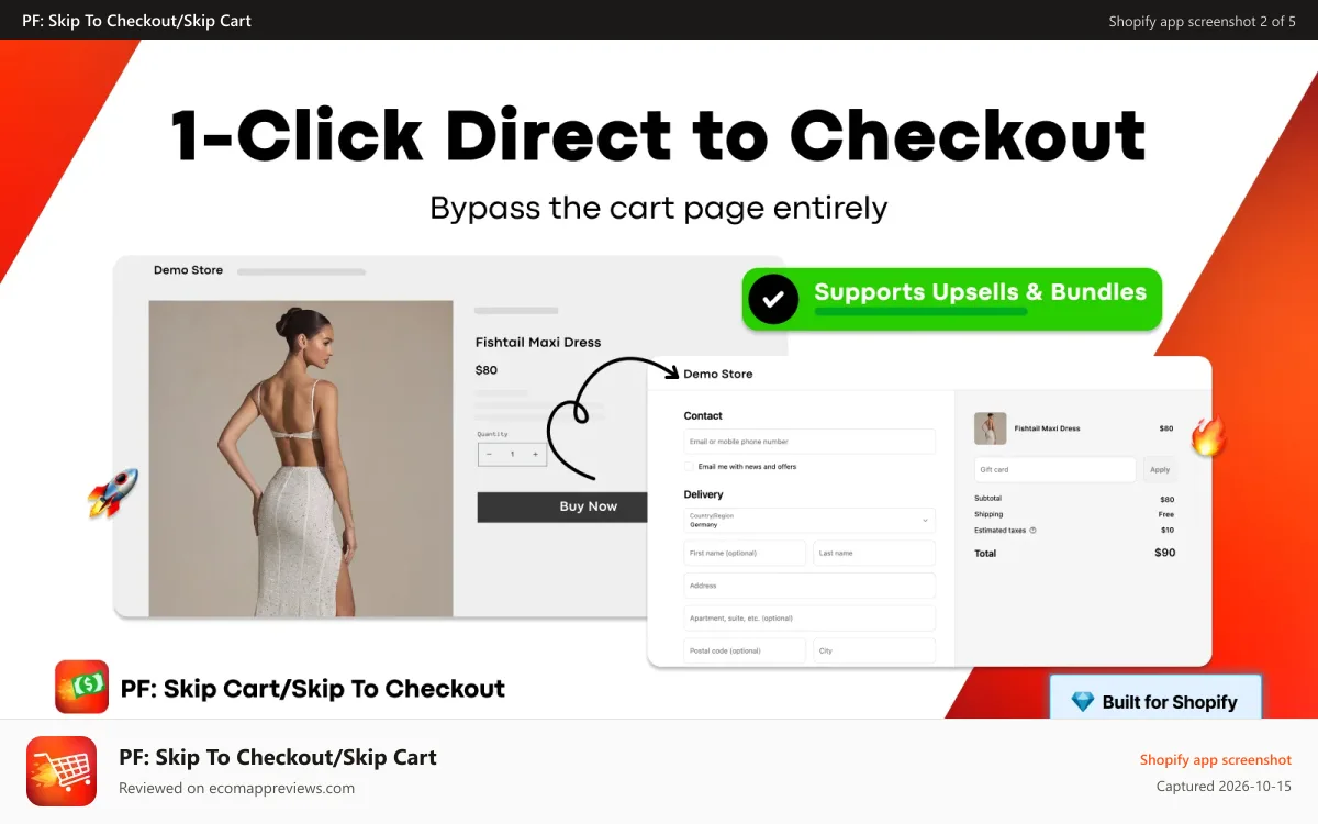 PF: Skip To Checkout/Skip Cart Shopify app screenshot: The remove add to cart / buy it now feature in the product page