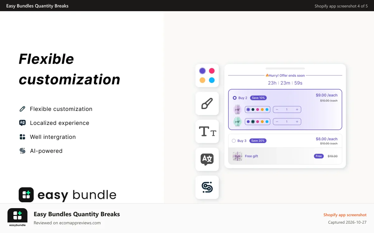 Easy Bundles Quantity Breaks Shopify app screenshot: Easy bundle admin