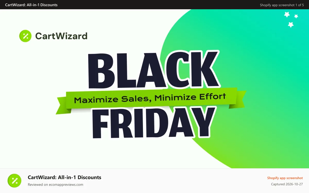 CartWizard: All‑in‑1 Discounts Shopify app screenshot: Cart Wizard - increase Conversion rate