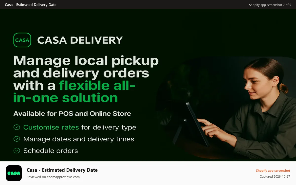 Casa ‑ Estimated Delivery Date Shopify app screenshot: casa-delivery-all in one solutions