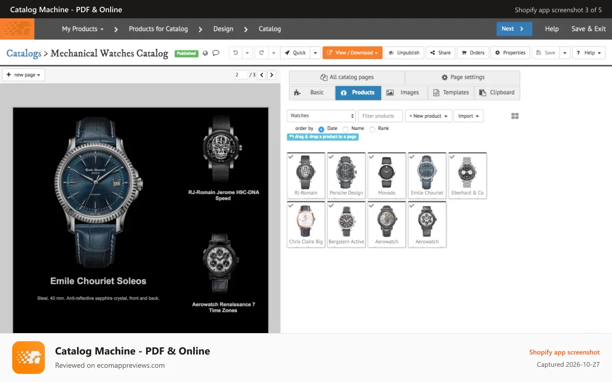 Catalog Machine ‑ PDF & Online Shopify app screenshot: Design your catalog