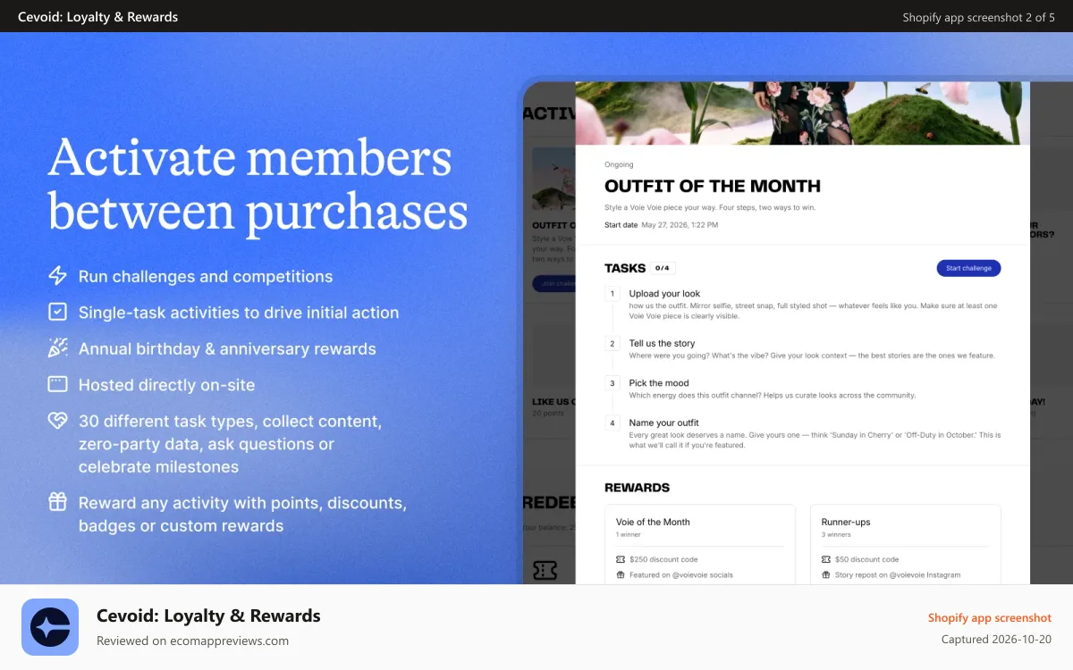 Cevoid: Loyalty & Rewards Shopify app screenshot: A fully unique and on-brand program.