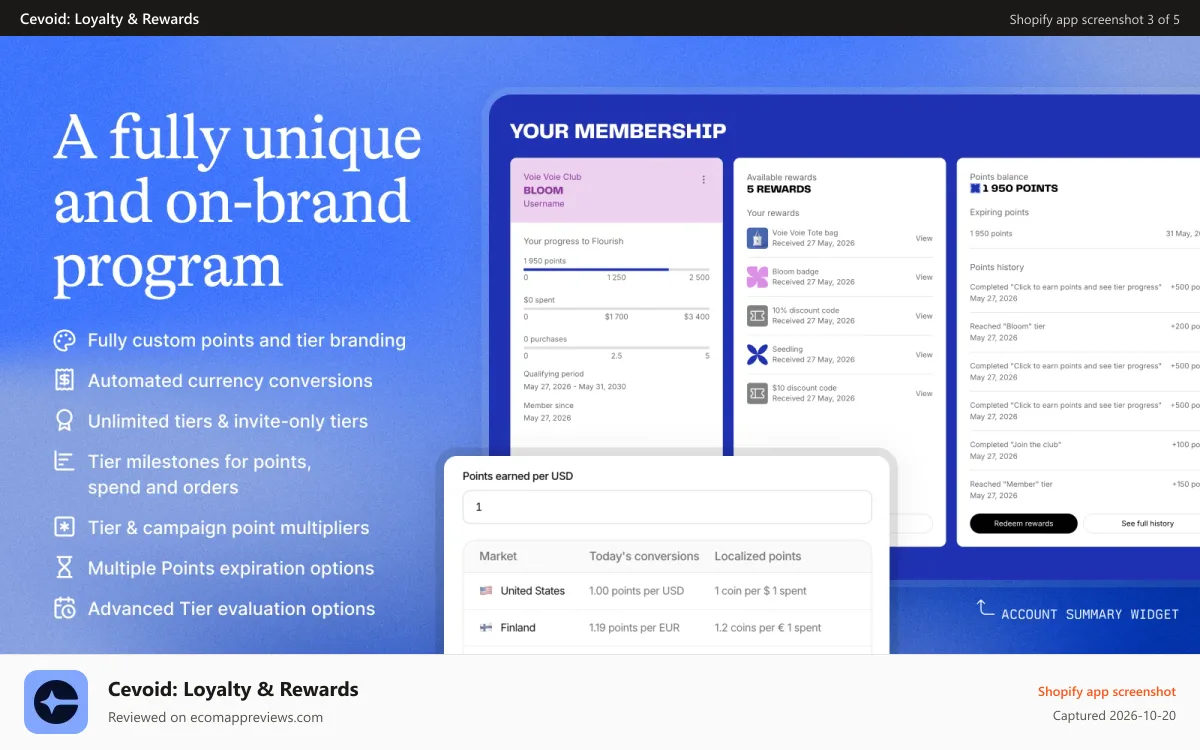 Cevoid: Loyalty & Rewards Shopify app screenshot: Create always-on activities and run unique challenges