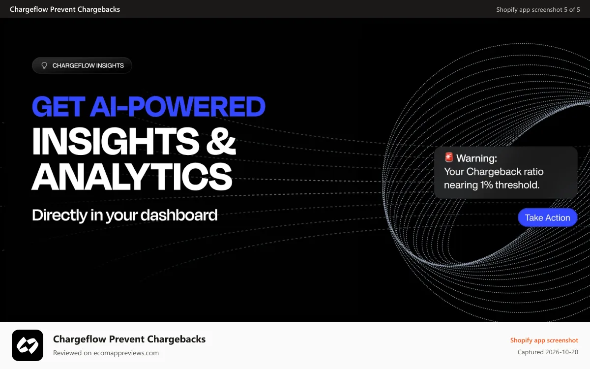 Chargeflow Prevent Chargebacks Shopify app screenshot: Chargeflow Insights: Unified chargeback analytics