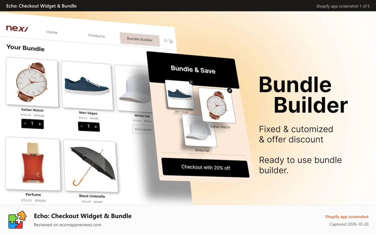 Echo: Checkout Widget & Bundle Shopify app screenshot: Bundle builder and mix and match bundles using Shopify functions