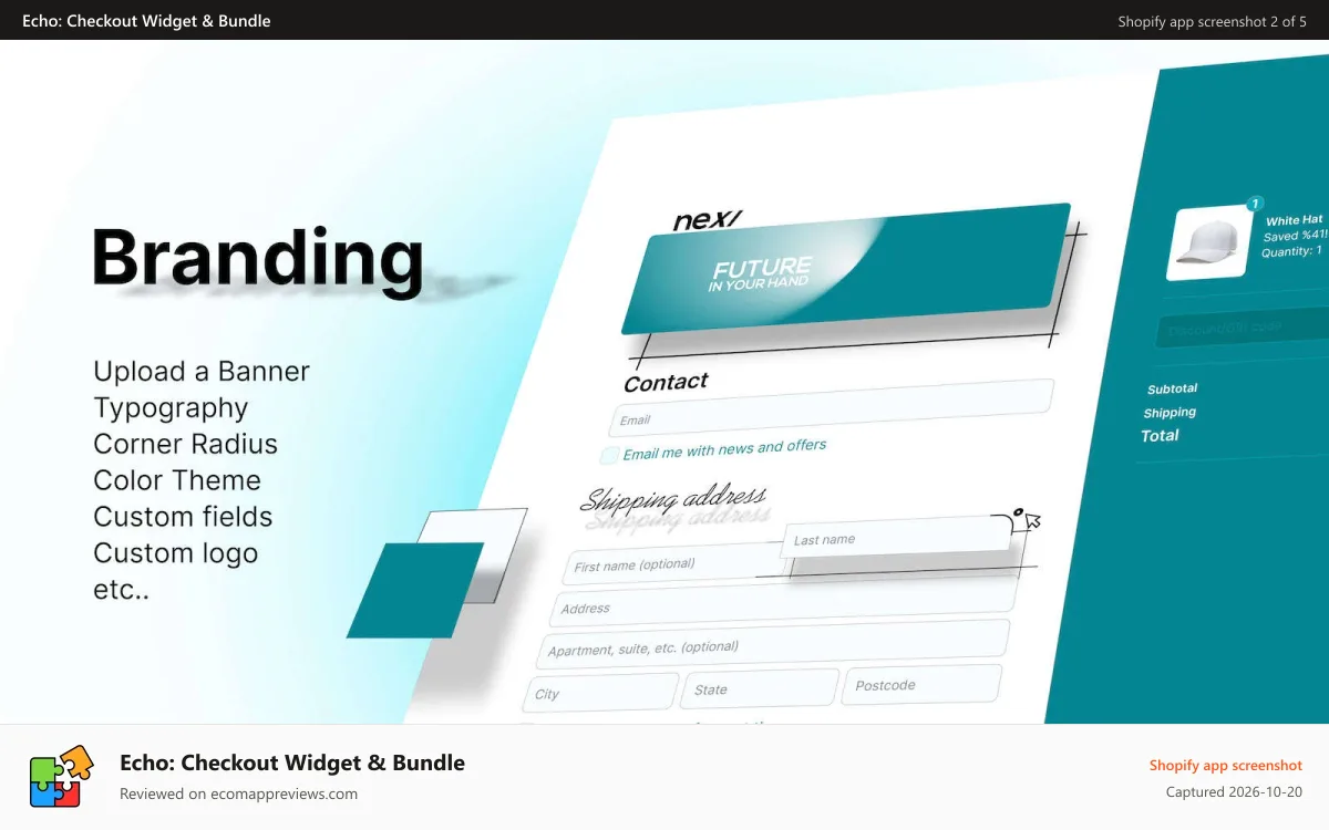 Echo: Checkout Widget & Bundle Shopify app screenshot: Checkout customisation with app and upload custom banner