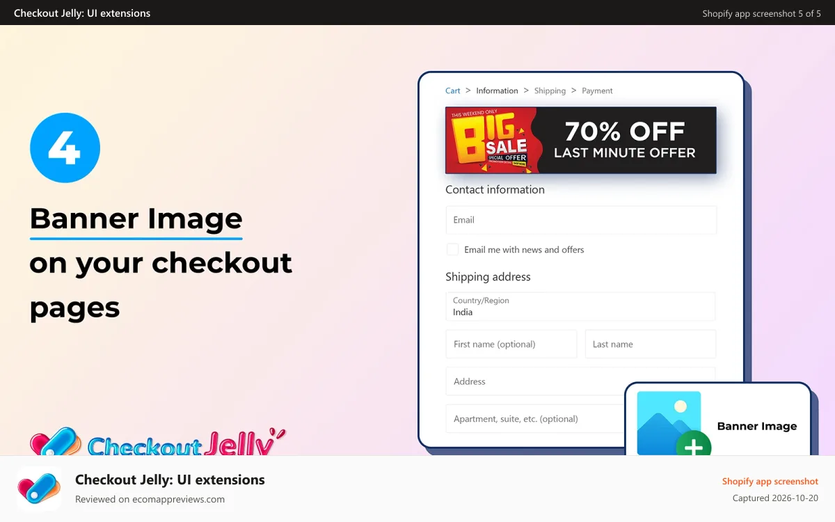 Checkout Jelly: UI extensions Shopify app screenshot: Banner Image on your checkout pages