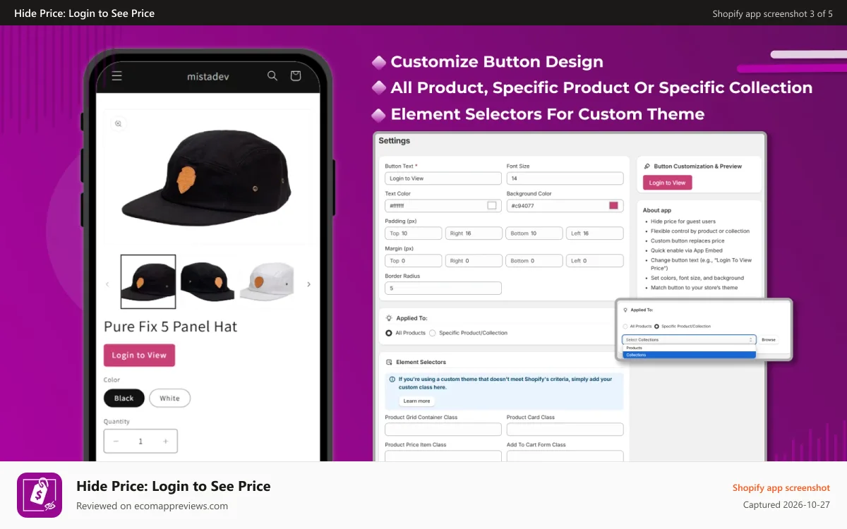 Hide Price: Login to See Price Shopify app screenshot: hide-price-banner-2
