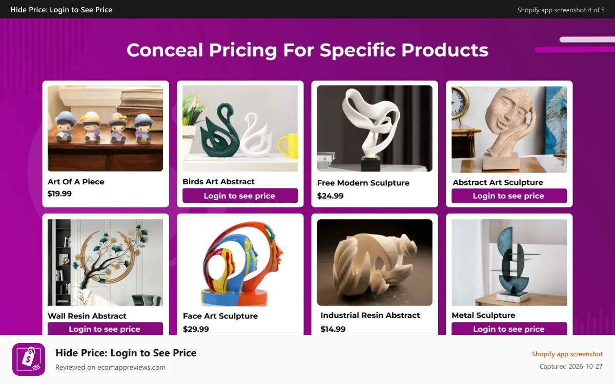 Hide Price: Login to See Price Shopify app screenshot: hide-price-banner-3
