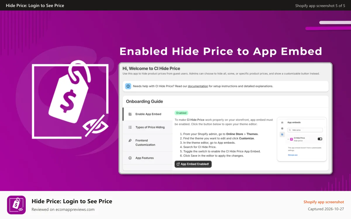 Hide Price: Login to See Price Shopify app screenshot: hide-price-banner-4