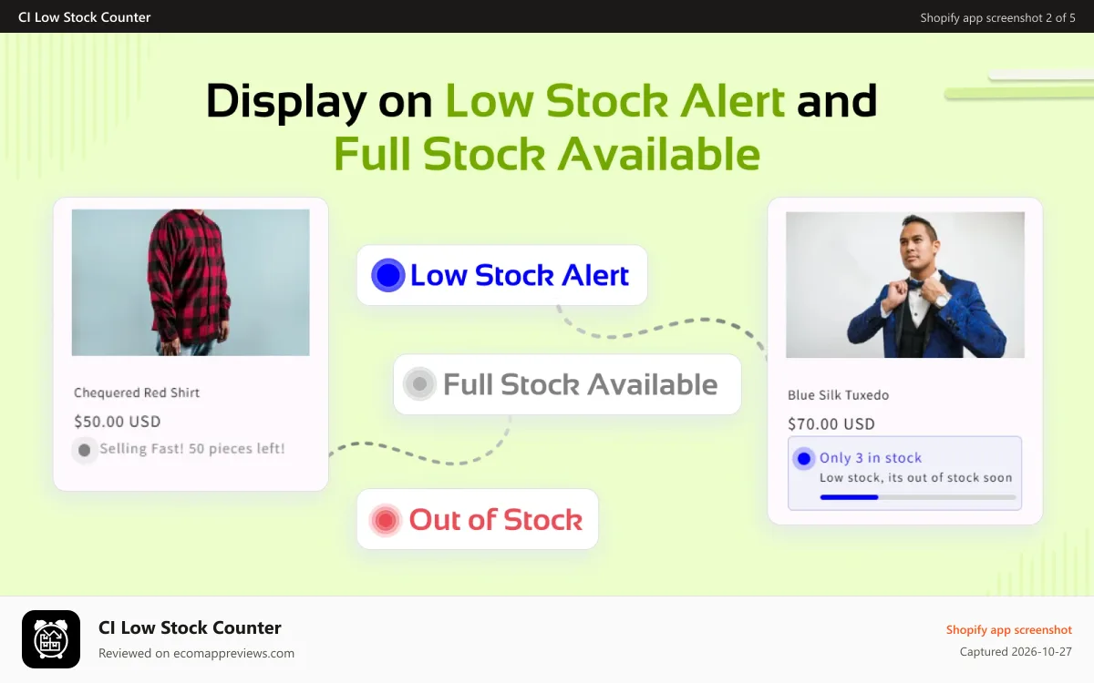 CI Low Stock Counter Shopify app screenshot: low-stock-counter-banner-1